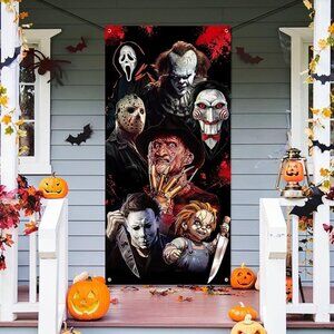 Halloween Scary Door Cover new in package Creepy Killer 72.8 x 35.4 inches